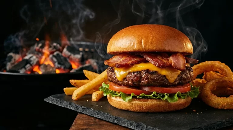 Ilustrační obrázek – Armed Burger Brno, burger z grilu na dřevěném uhlí (ilustrační)