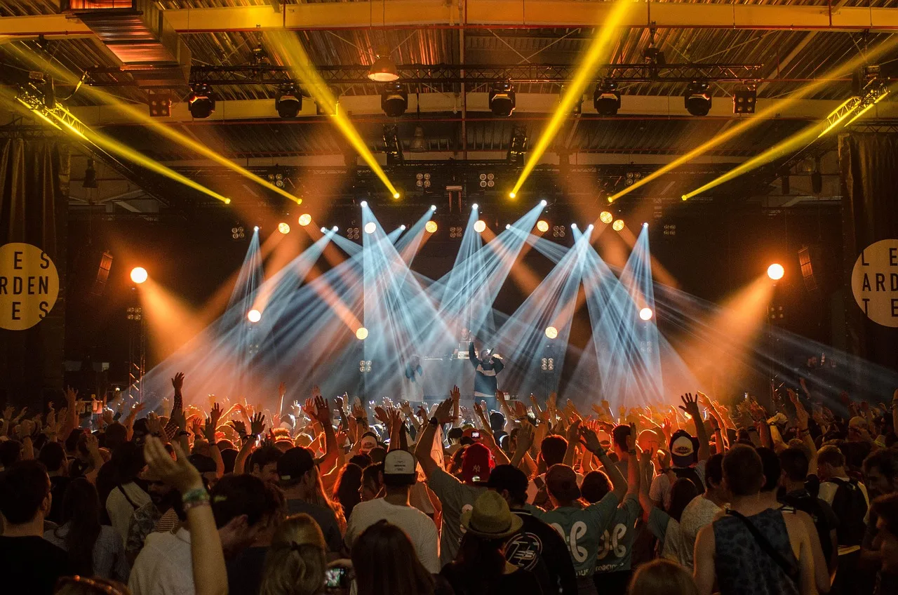 Koncert a publikum v hudebním klubu