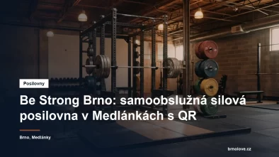 Silová klec s naloženou olympijskou činkou a stojanem na kotouče v posilovně zaměřené na silový trénink