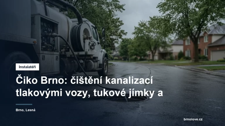 Tlakový vůz s navinutou hadicí u otevřené kanalizační šachty na kraji silnice