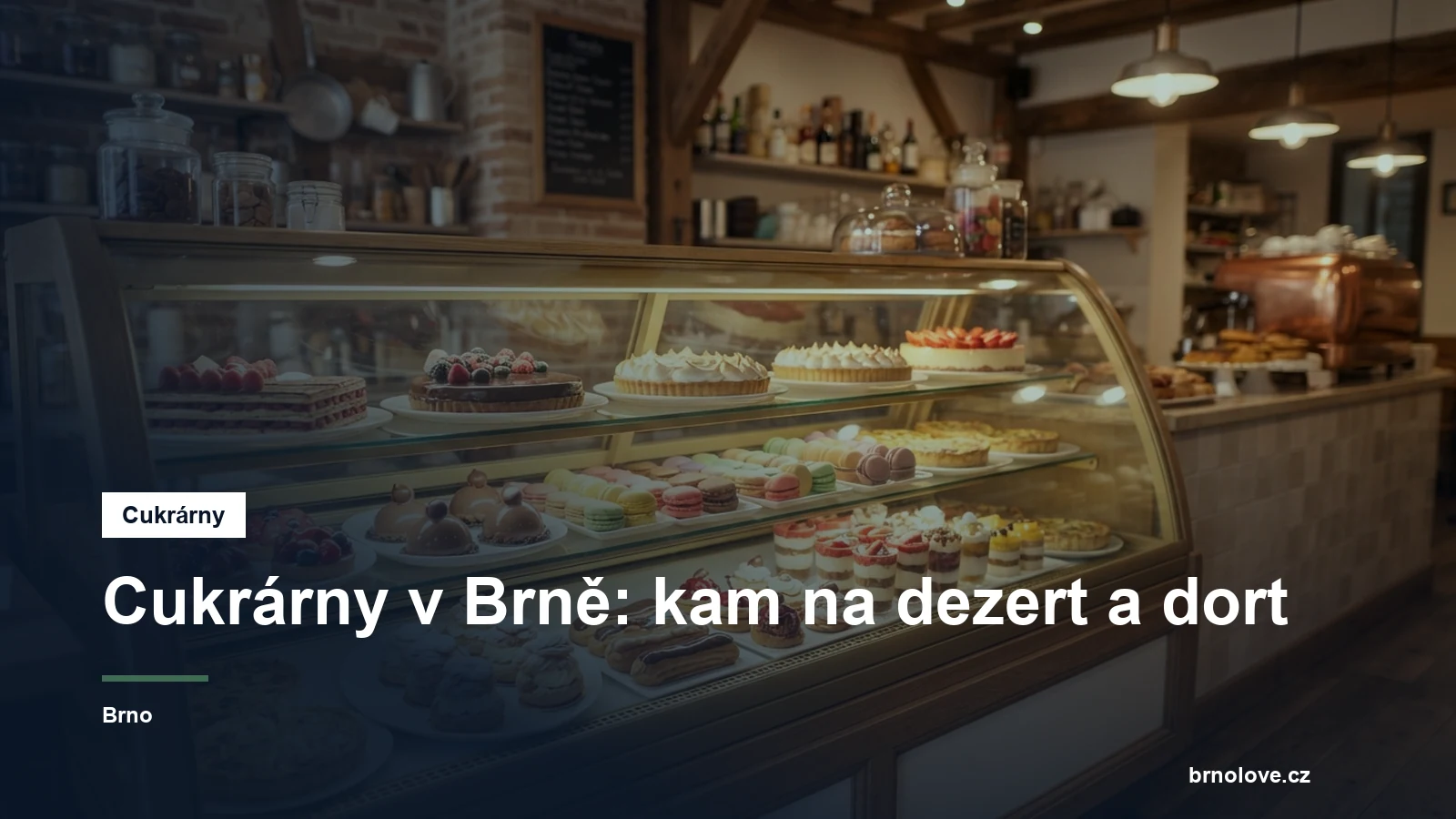 Vitrína cukrárny se zákusky a dorty