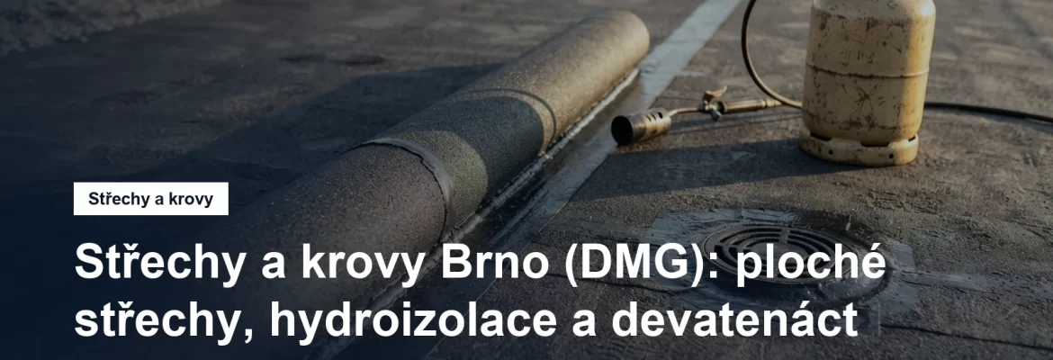 Plochá střecha s nataveným asfaltovým pásem, detail spoje u střešní vpusti a vedle hořák s tlakovou lahví