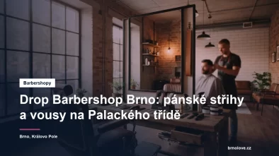 Interiér pánského holičství Drop Barbershop v Brně