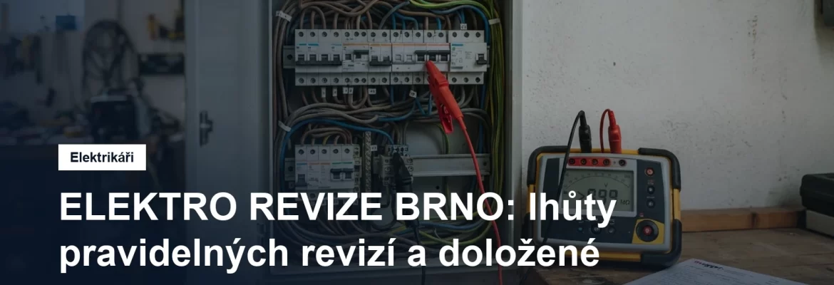 Revizní technik měří izolační odpor na svorkovnici rozvaděče při pravidelné revizi elektroinstalace