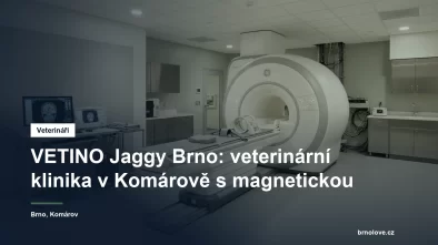 Vyšetřovna veterinární kliniky s přístrojem magnetické rezonance a posuvným vyšetřovacím stolem