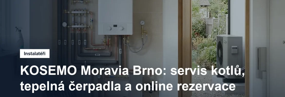 Nástěnný plynový kondenzační kotel a venkovní jednotka tepelného čerpadla v technické místnosti rodinného domu