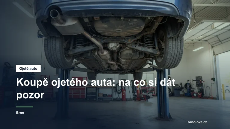 Prohlídka ojetého auta na zvedáku v autoservisu