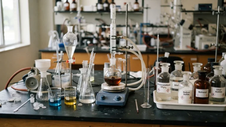 Laboratorní sklo a chemikálie