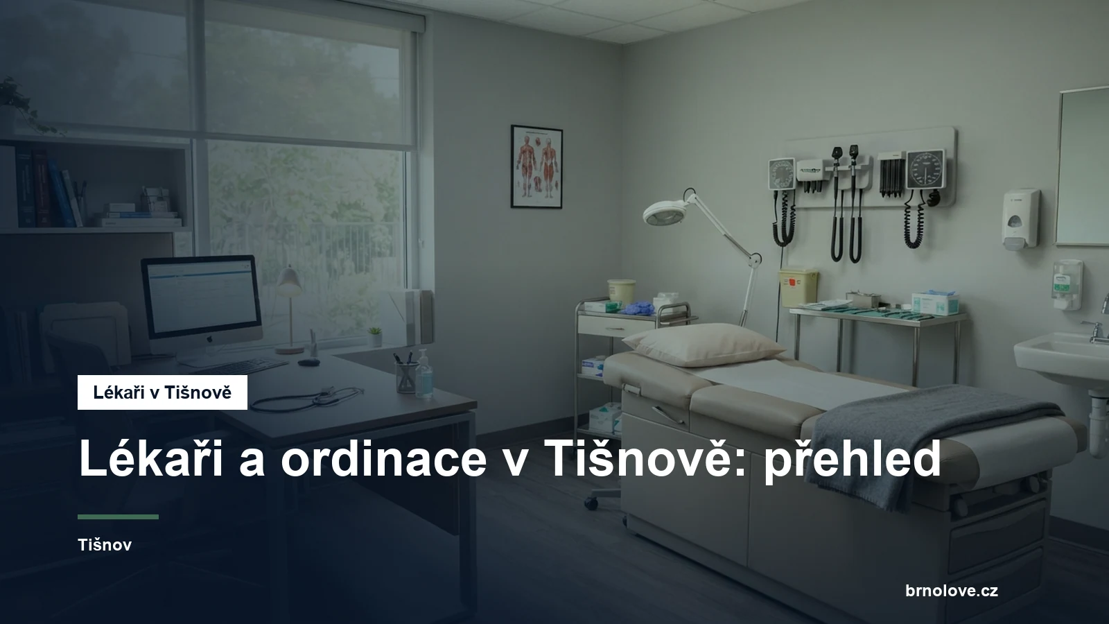 Ordinace lékaře se stolem a lehátkem