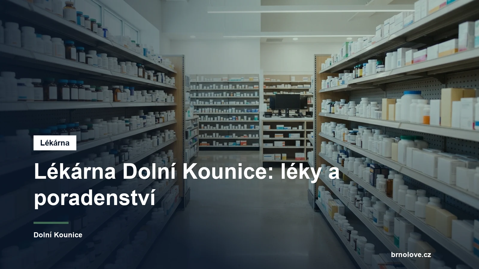 Interiér lékárny s regály léků