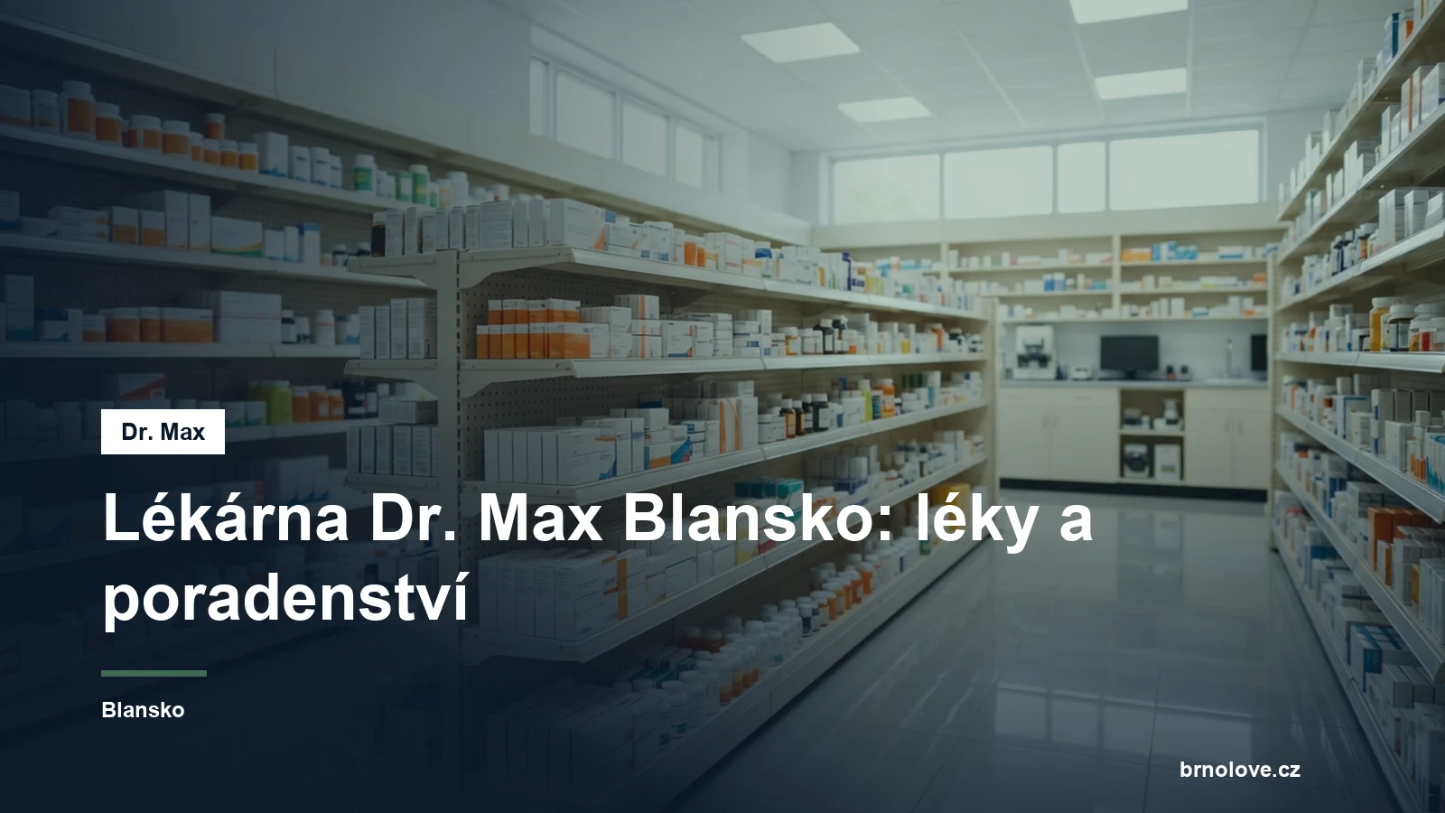 Interiér lékárny s regály léků