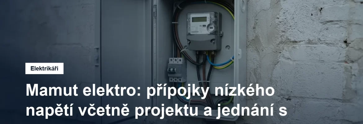 Nová venkovní přípojková a elektroměrová skříň na omítce domu s připravenou kabelovou chráničkou