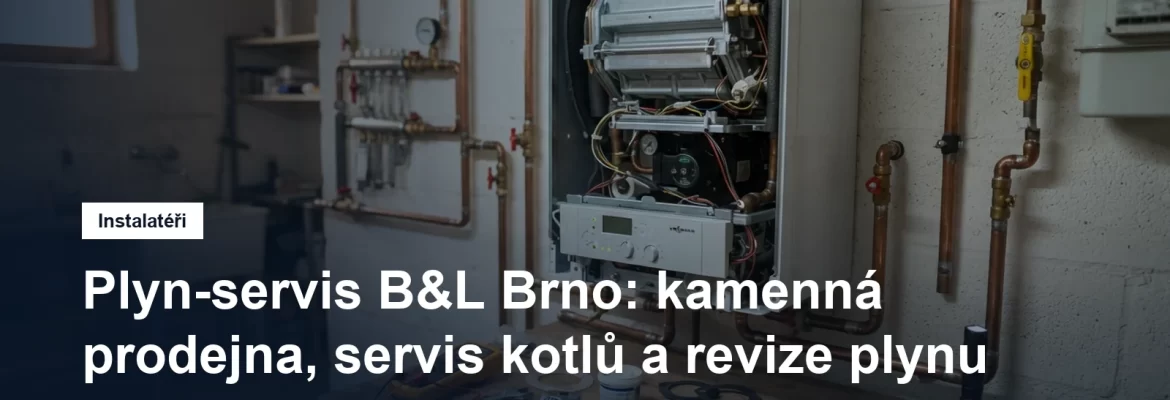 Servisní technik u otevřeného plynového kondenzačního kotle v technické místnosti
