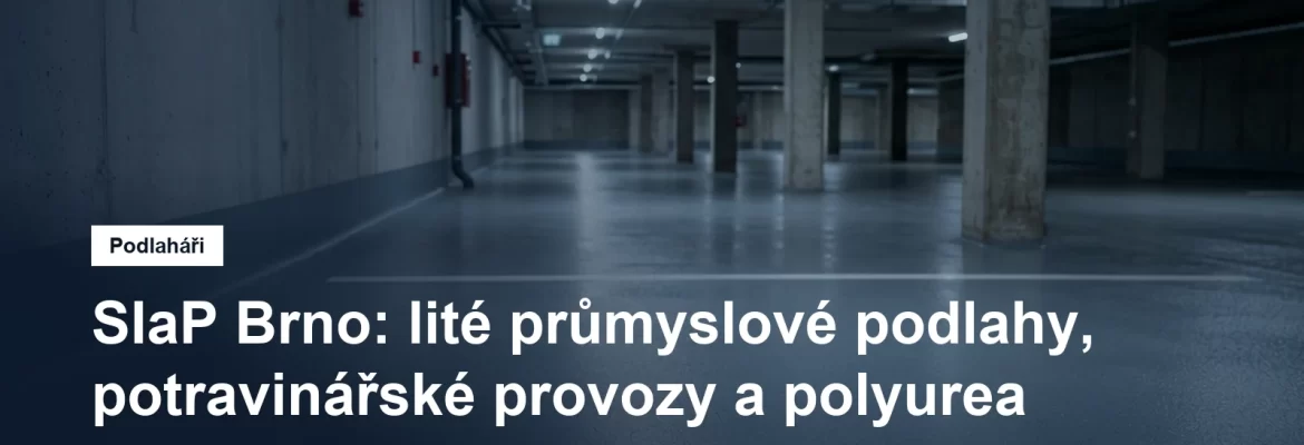 Čerstvě nalitá epoxidová podlaha v podzemních garážích, na povrchu je vidět protiskluzový posyp a vytažený sokl u stěny