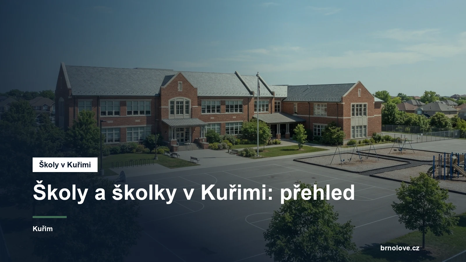Budova školy s hřištěm