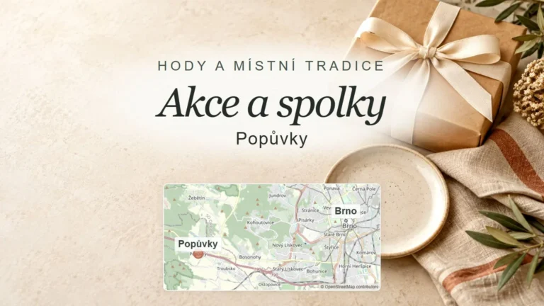 Akce a spolky, Popůvky – obecný tematický motiv oboru a orientační mapa obce u Brna