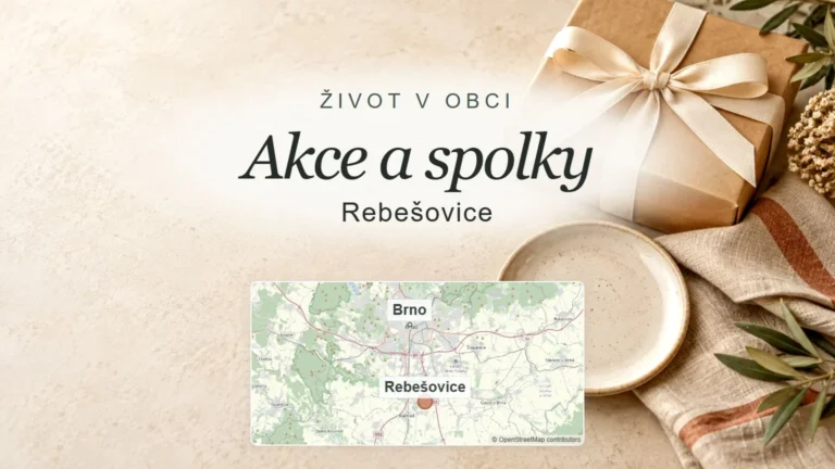 Akce a spolky, Rebešovice – obecný tematický motiv oboru a orientační mapa obce u Brna