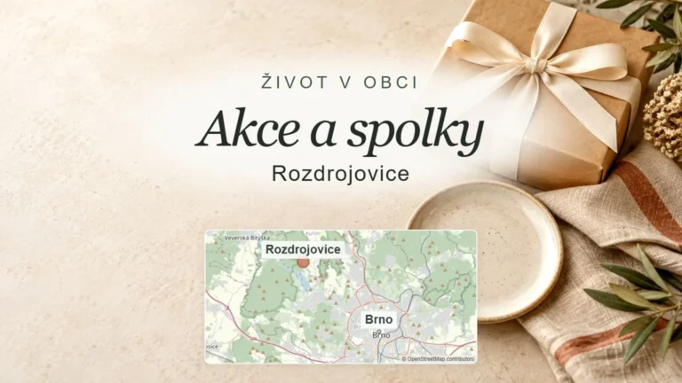 Akce a spolky, Rozdrojovice – obecný tematický motiv oboru a orientační mapa obce u Brna