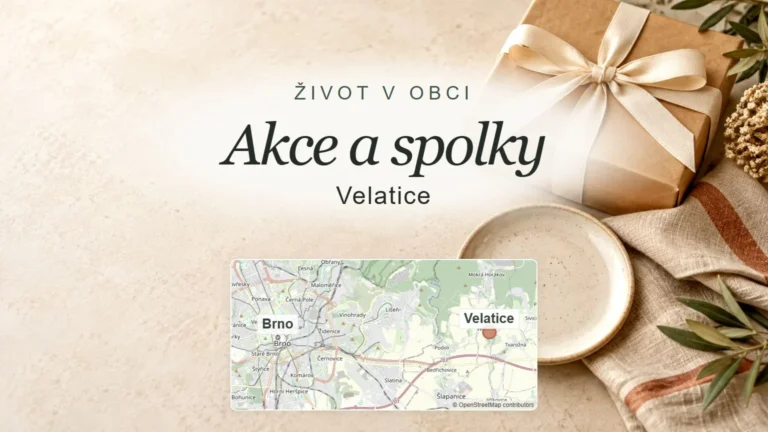 Akce a spolky, Velatice – obecný tematický motiv oboru a orientační mapa obce u Brna