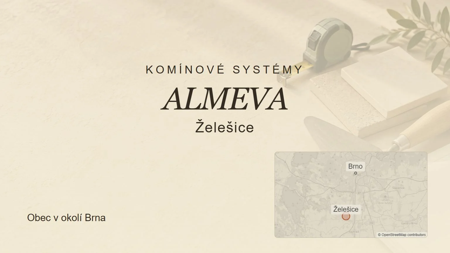 Komínové systémy ALMEVA, Želešice – tematický náhled s orientační mapou obce u Brna