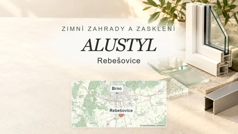 ALUSTYL, Rebešovice – obecný tematický motiv oboru a orientační mapa obce u Brna