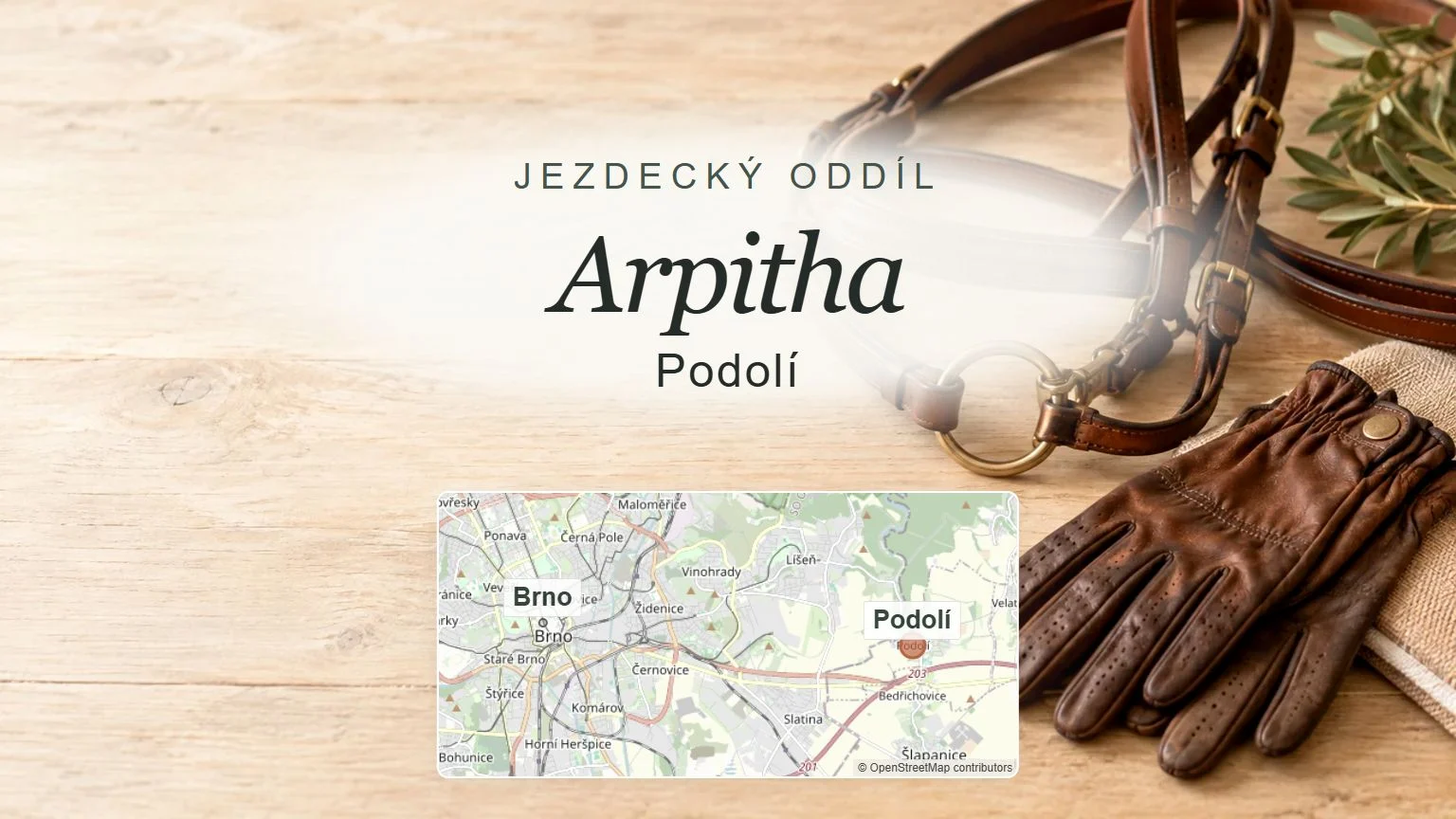 Arpitha, Podolí – obecný tematický motiv oboru a orientační mapa obce u Brna