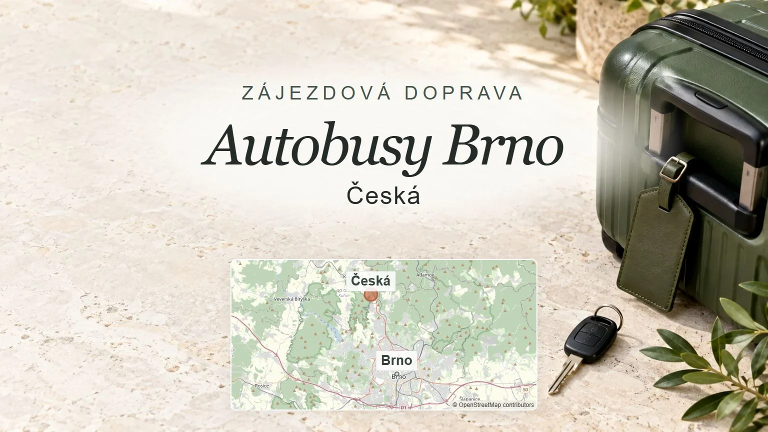 Autobusy Brno, Česká – obecný tematický motiv oboru a orientační mapa obce u Brna