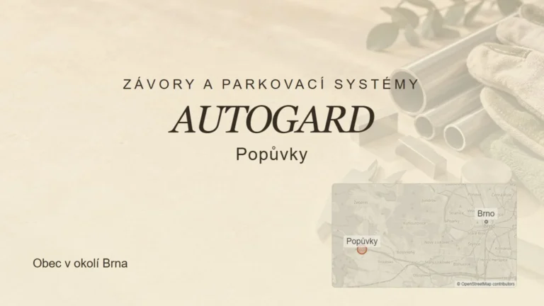 Závory a parkovací systémy AUTOGARD, Popůvky – tematický náhled s orientační mapou obce u Brna