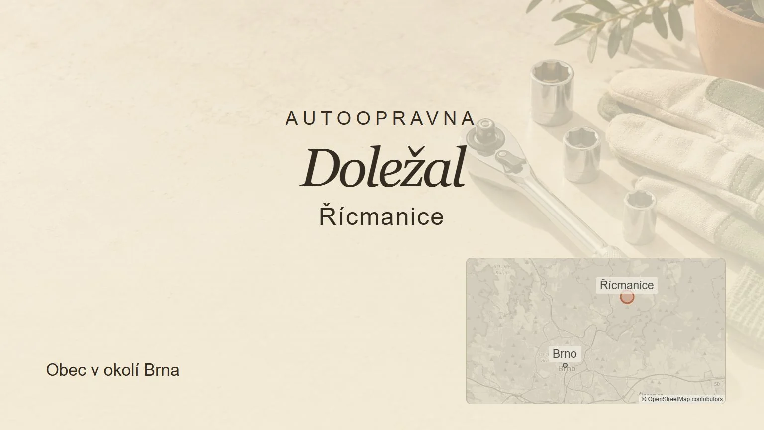 Autoopravna Doležal, Řícmanice – tematický náhled s orientační mapou obce u Brna