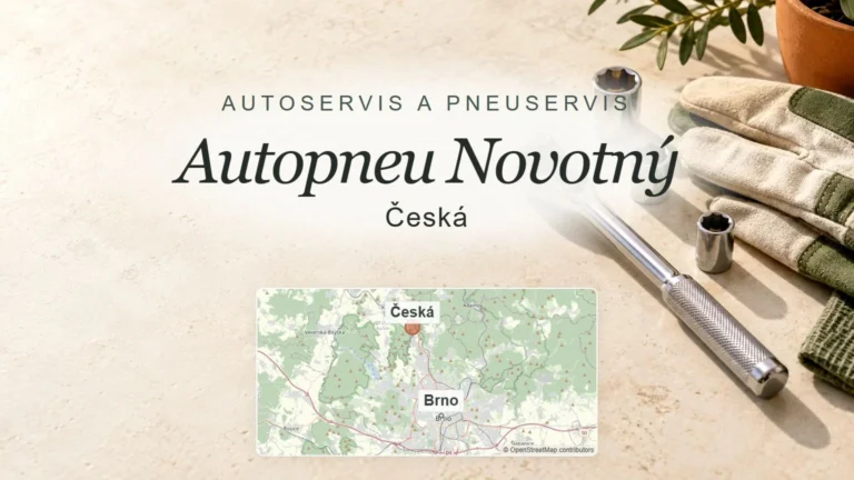 Autopneu Novotný, Česká – obecný tematický motiv oboru a orientační mapa obce u Brna