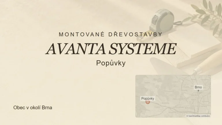 Montované dřevostavby AVANTA SYSTEME, Popůvky – tematický náhled s orientační mapou obce u Brna