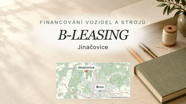 B-LEASING, Jinačovice – obecný tematický motiv oboru a orientační mapa obce u Brna