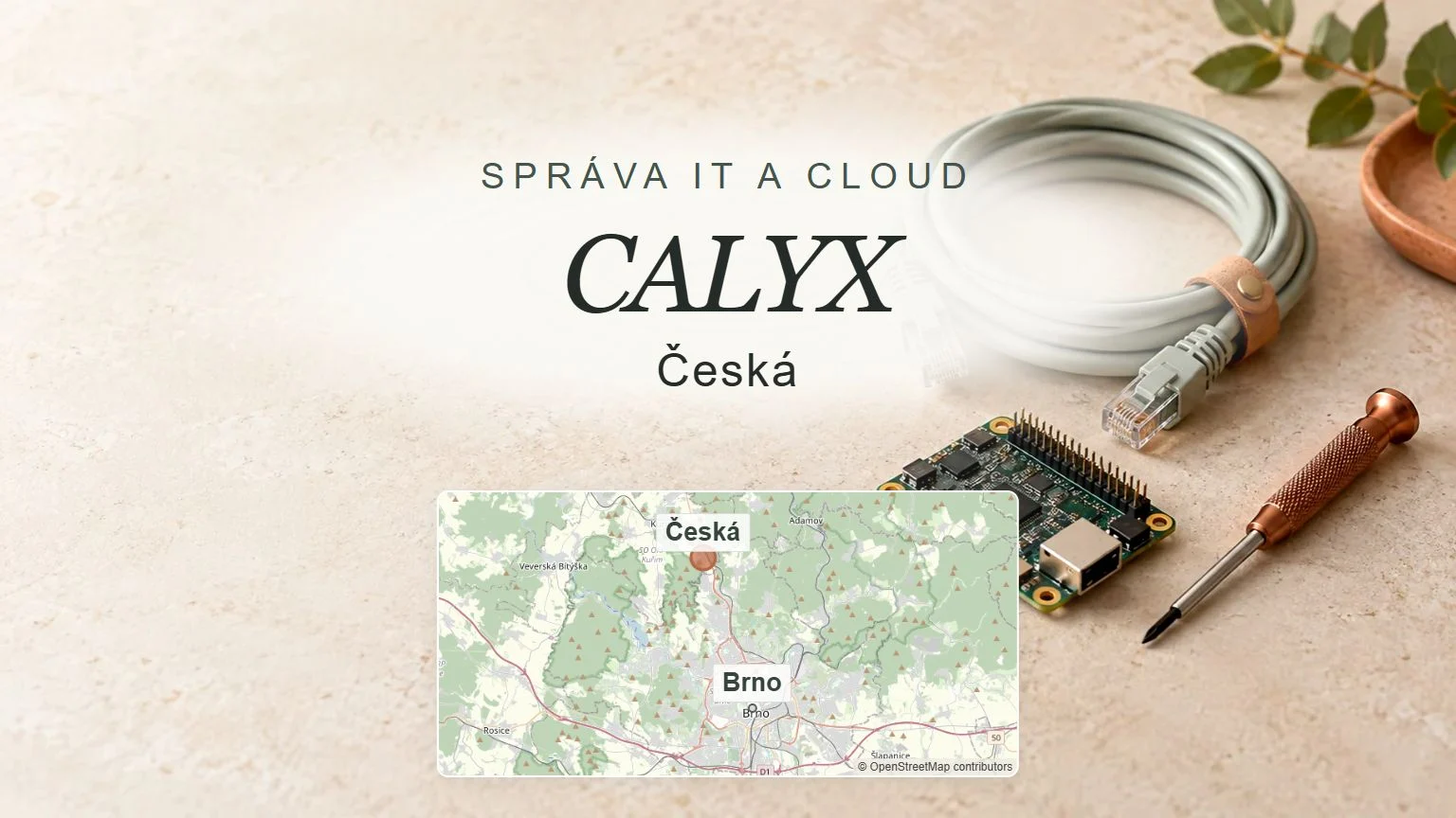CALYX, Česká – obecný tematický motiv oboru a orientační mapa obce u Brna