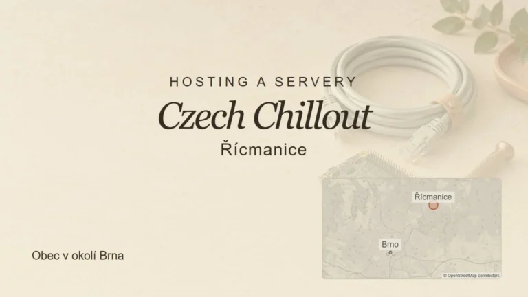 Hosting a servery Czech Chillout, Řícmanice – tematický náhled s orientační mapou obce u Brna