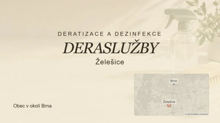 Deratizace a dezinfekce DERASLUŽBY, Želešice – tematický náhled s orientační mapou obce u Brna