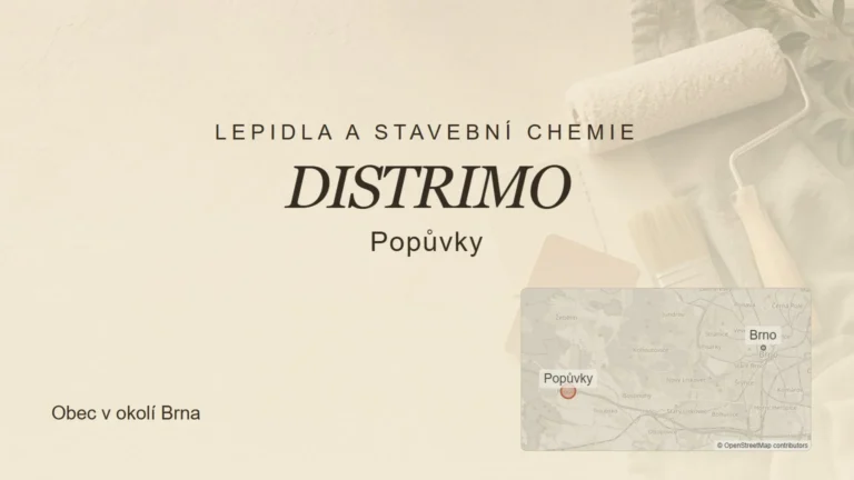 Lepidla a stavební chemie DISTRIMO, Popůvky – tematický náhled s orientační mapou obce u Brna