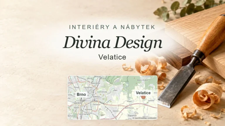Divina Design, Velatice – obecný tematický motiv oboru a orientační mapa obce u Brna