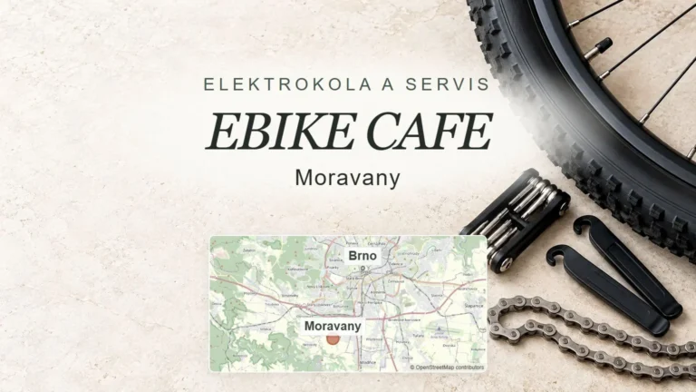 EBIKE CAFE, Moravany – obecný tematický motiv oboru a orientační mapa obce u Brna