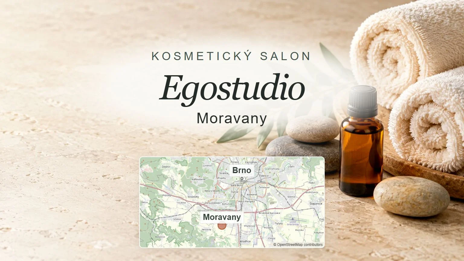 Egostudio, Moravany – obecný tematický motiv oboru a orientační mapa obce u Brna