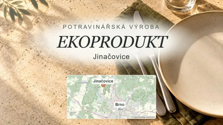 EKOPRODUKT, Jinačovice – obecný tematický motiv oboru a orientační mapa obce u Brna