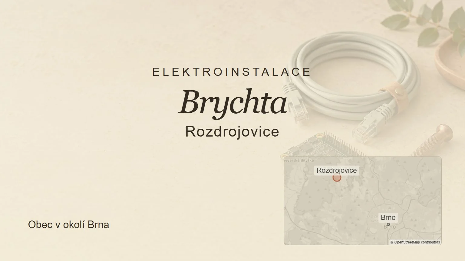 Elektroinstalace Brychta, Rozdrojovice – tematický náhled s orientační mapou obce u Brna