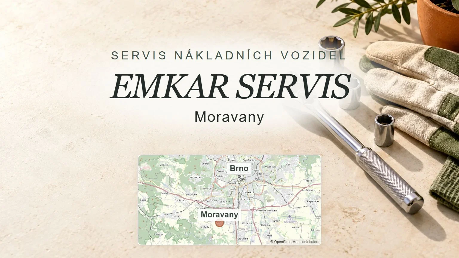 EMKAR SERVIS, Moravany – obecný tematický motiv oboru a orientační mapa obce u Brna