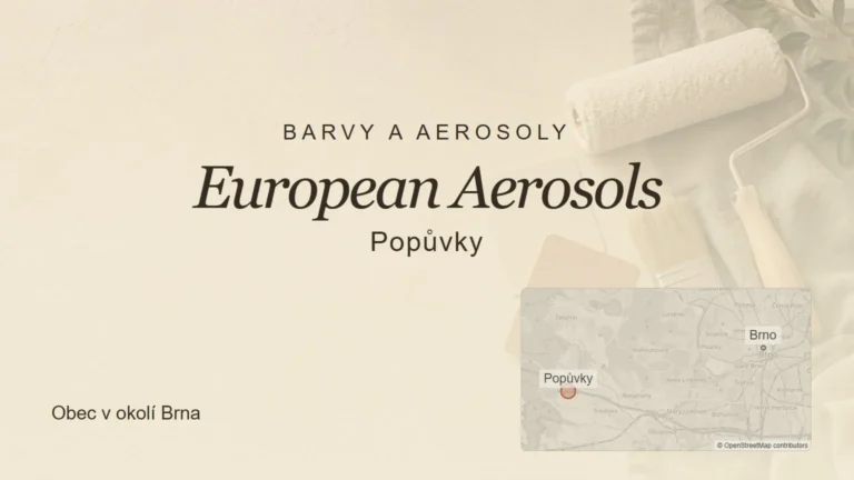 Barvy a aerosoly European Aerosols, Popůvky – tematický náhled s orientační mapou obce u Brna