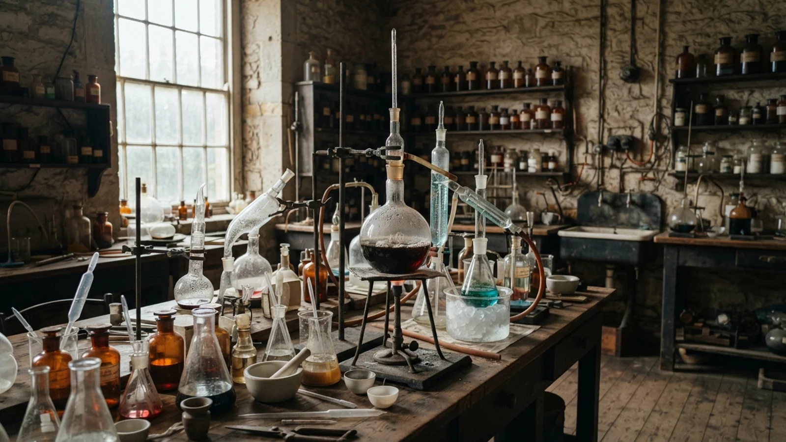 Chemická laboratoř se sklem