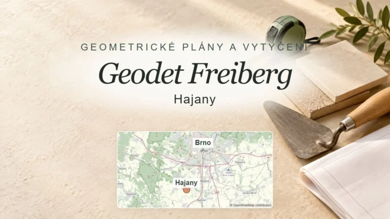 Geodet Freiberg, Hajany – obecný tematický motiv oboru a orientační mapa obce u Brna