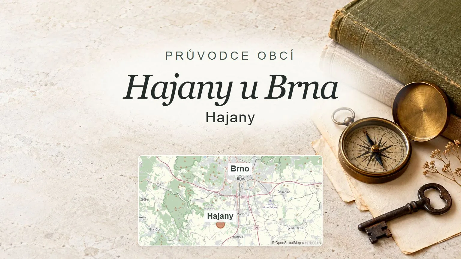 Hajany u Brna, Hajany – obecný tematický motiv oboru a orientační mapa obce u Brna