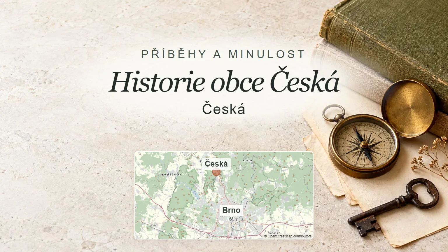 Historie obce Česká, Česká – obecný tematický motiv oboru a orientační mapa obce u Brna