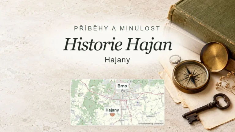 Historie Hajan, Hajany – obecný tematický motiv oboru a orientační mapa obce u Brna