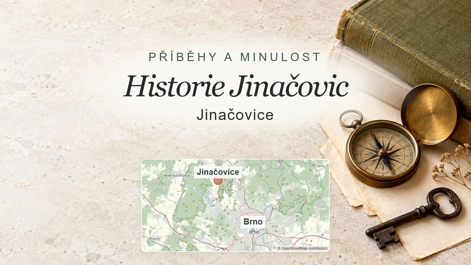 Historie Jinačovic, Jinačovice – obecný tematický motiv oboru a orientační mapa obce u Brna
