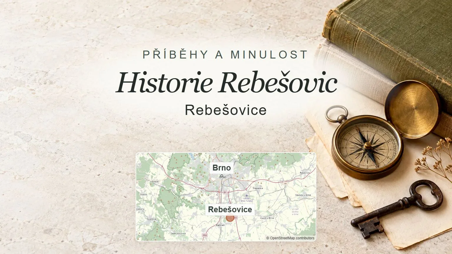 Historie Rebešovic, Rebešovice – obecný tematický motiv oboru a orientační mapa obce u Brna
